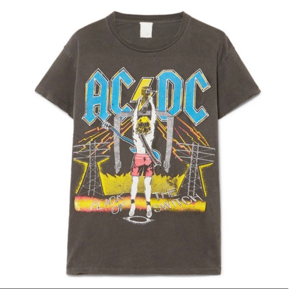 MadeWorn Tops - MadeWorn ACDC Distressed Flick of the Switch Grey Graphic T Shirt Size XS